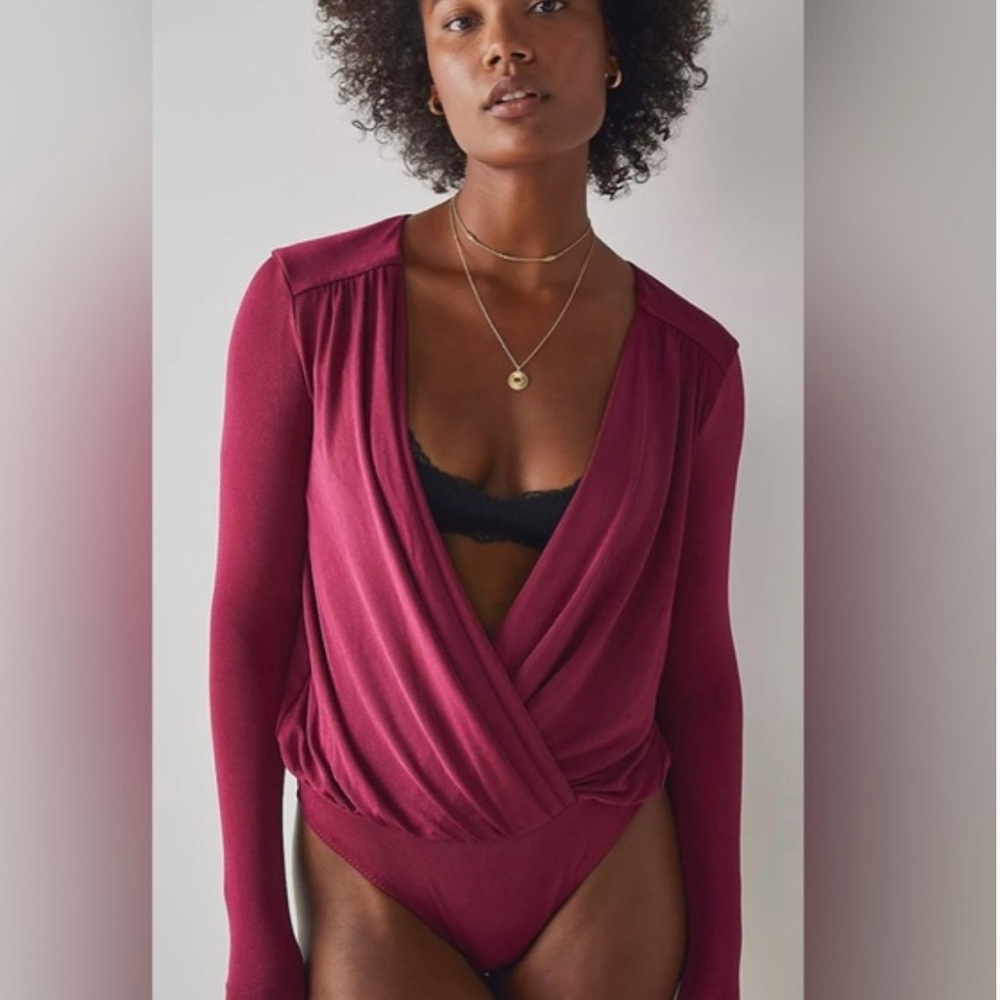 Free People Intimately Burgundy Women's bodysuit